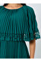 Teal Lace Trim Pleated Maxi Evening Dress - 4