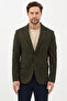 Alfonso Men's Khaki Cotton Stretch Fabric Slim Fit Knitted Stretchable Mono Collar Sports Blazer Jacket