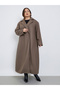 Plus Size Regular Fit Wool Like Buttoned Coat - 2