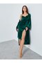 Pack of 2 - Velvet Contrast Strap Slip Dress and Lace Trim Robe