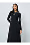 Black Long Sleeves Sweater Midi Dress - 3