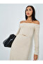 Beige Long Sleeve Maxi Sweater Dress