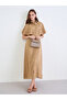 Brown Textured Shirt Maxi Dress - 2