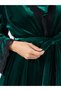 Pack of 2 - Velvet Contrast Strap Slip Dress and Lace Trim Robe - 4