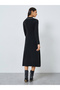 Black Long Sleeves Sweater Midi Dress - 5