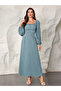 Square Neck Maxi Dress with Back Tie-Up - 4