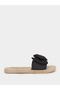 Women Black Bow Detail Flat Sandals