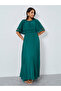 Teal Lace Trim Pleated Maxi Evening Dress - 2