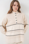 Women's Striped Oversized Knitwear Double Set 15957 - Ecru - 3