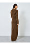 Brown Knit Long Sleeves Maxi Dress - 5