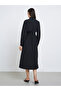 Black Shirt Midi Dress with Buttons - 4