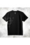 Crystal Stone Whale Tail Design Printed Cotton Crew Neck T-Shirt Black - 3