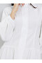 White Puff Sleeve Button Midi Dress - 5