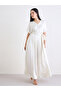 Cream V-Neck Wrap Maxi Dress - 2