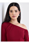 Burgundy Asymmetric Neck Midi Dress - 3