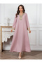Embroidery Detail Long Sleeve Maxi Jalabiya