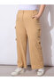 Plus Size Beige Cargo Trousers