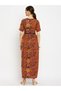 All Over Print Maxi Dress with Belt - 4