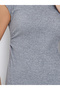 Grey Waffle Knit Maxi Dress with Cap Sleeves - 4