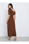 Rust Brown Bodycon Maxi Dress - 5