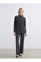 Anthracite Elastic Waist Wide Leg Women's Trousers