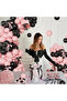 40 Pieces Black Pink Balloon Chain Set with Tape Chain Gift