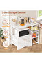 3-Tier Kitchen Storage Rack, Coffee Corner Table & Microwave Stand with 5 Hooks - 3