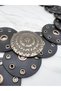 Women's Bohemian Faux Leather Metal Ring Decorative Belt – Antique Gold Buckle, Round Piece Design - 3
