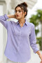 Women's Purple Striped Long Sleeve Oversize Shirt