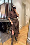 Plaid Pattern Diagonal Skirt - BROWN - 4