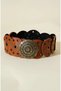 Women's Bohemian Faux Leather Metal Ring Decorative Belt – Antique Gold Buckle, Round Piece Design - 2