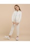 Beige Girl's Solid Hooded Clothing Set - 2