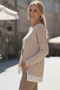 Beige Pool Collar Long Sleeve Slim Two-Piece Set with Necklace Casual Ov Oversized Riko Blouse 70 74 - 6