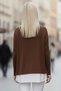 Cinnamon Color Pool Collar Long Sleeve Slim Two-Piece Set with Necklace Casual Ov Oversized Riko Blouse 70 74 - 3