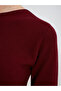 10824 Crew Neck Peplum Knitwear Top-Dark Burgundy - 4