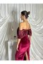 Chest Part Satin Skirt Velvet Body-Hugging Long Length Special Occasion Women's Nocturna Dress - 7
