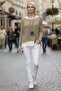 Beige Pool Collar Long Sleeve Slim Two-Piece Set with Necklace Casual Ov Oversized Riko Blouse 70 74 - 2
