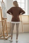 Cinnamon Color Pool Collar Long Sleeve Slim Two-Piece Set with Necklace Casual Ov Oversized Riko Blouse 70 74 - 8
