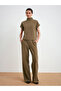 71927 Elastic Waistband Stitching Detail Loose Sweatpants-Light Khaki - 2