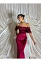 Chest Part Satin Skirt Velvet Body-Hugging Long Length Special Occasion Women's Nocturna Dress - 4