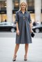 Gray Shirt Collar Buttoned Long Sleeve Pocket Casual Velvet Woven Dress 105 55