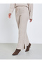 Beige Wide Leg Flat Knit Pants - 2