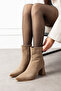 Lamelia Dust Cover Detailed Detachable Apparatus Boots Heeled Pointed Toe Zippered Women's Boots - 2
