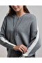 Stripe Detail Hooded Cardigan with Zipper Closure - 5