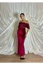 Chest Part Satin Skirt Velvet Body-Hugging Long Length Special Occasion Women's Nocturna Dress