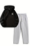 Unisex Oversized Zippered Hooded Sweatpants Joger - California Logo Printed Sweatpants Set