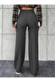 Grey Solid Wide Leg Trousers - 2
