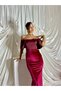Chest Part Satin Skirt Velvet Body-Hugging Long Length Special Occasion Women's Nocturna Dress - 2