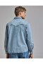 Faded Denim Shirt with Classic Collar and Long Sleeves - 5