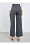 Women Grey Solid Pleated Wide Leg Pants - 4